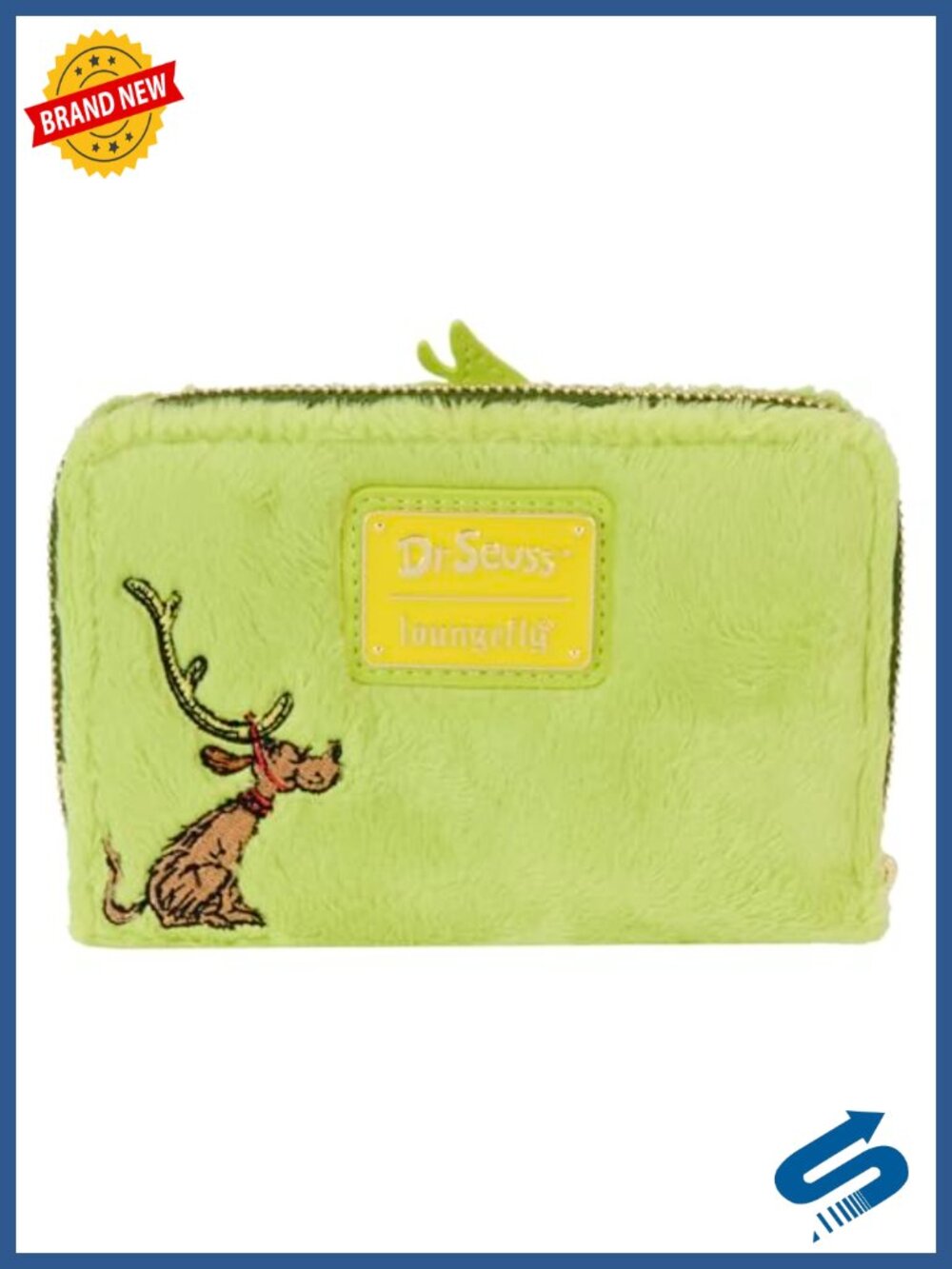 Plush Faux Leather Zip Around Wallet with Glow in the Dark Details - Picture 2 of 3